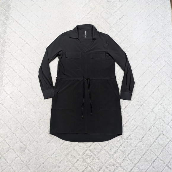 Athleta Dress Women's S Black Zuma Shirtdress Performance Stretch Tech Knee - Picture 1 of 8